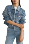 Warp & Weft Warp+weft Crop Denim Jacket In Blue