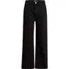 Warp & Weft Warp+weft High Waist Crop Wide Leg Jeans In Black