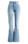 Warp & Weft Warp+weft Mia Fray Seam Raw Hem Flare Leg Jeans In Blue