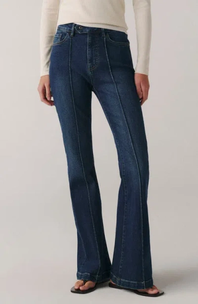 Warp & Weft Warp+weft Mia High Waist Flare Jeans In Blue