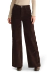 Warp & Weft Warp+weft Nce High Waist Wide Leg Corduroy Jeans In Brown