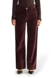 Warp & Weft Warp+weft Sat '90s High Waist Relaxed Straight Leg Velvet Pants In Purple