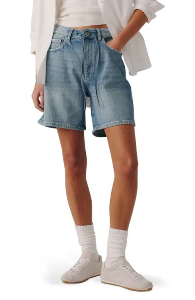 Warp & Weft Warp+weft Soft Curve Barrel Leg Denim Shorts In Outta Sight
