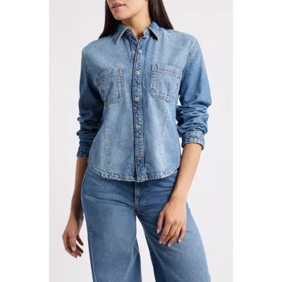 Warp & Weft Warp+weft Western Denim Button-up Shirt In Blue
