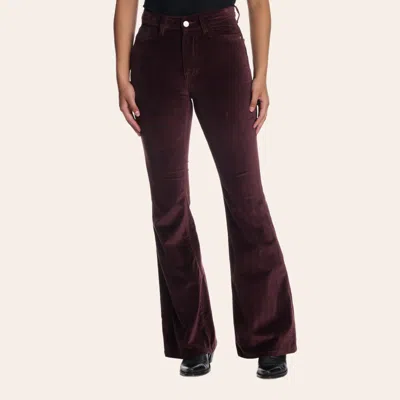 Warp & Weft Warp + Weft Women's Mia Oxblood Velvet Flare Jeans In Burgundy