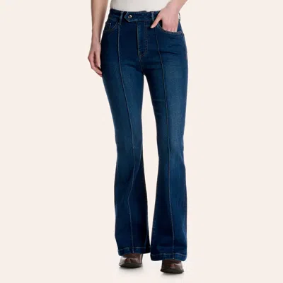 Warp & Weft Women's Mia Big City Pintuck Flare Jeans In Blue