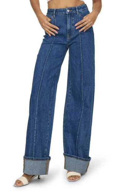 Warp & Weft Warp+weft Cuffed Seam Wide Leg Jeans In Cuff It