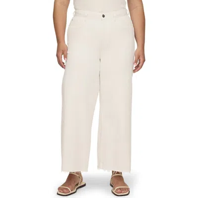Warp & Weft Warp+weft Icn Raw Hem High Waist Ankle Wide Leg Jeans In Optic