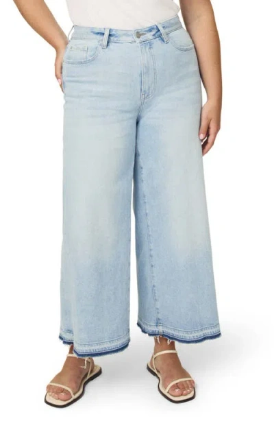 Warp & Weft Warp+weft Icn Release Hem High Waist Ankle Wide Leg Jeans In Ice Age