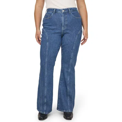 Warp & Weft Warp+weft Mia Seamed High Waist Flare Jeans In Pacific