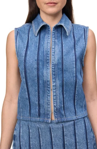 Warp & Weft Warp+weft Mrs. Stripe Denim Vest In Indigo Stripe
