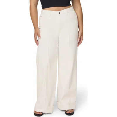 Warp & Weft Warp+weft Nce High Waist Wide Leg Jeans In Optic Cuff