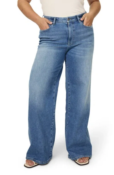 Warp & Weft Warp+weft Nce High Waist Wide Leg Jeans In White Stripes