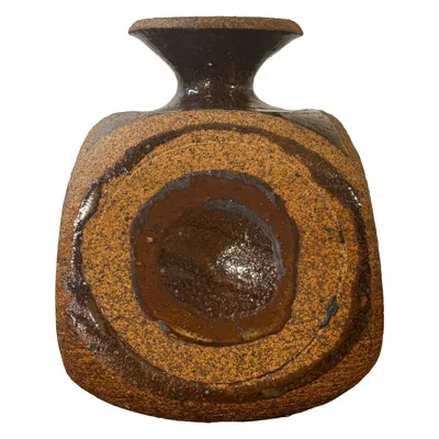 Pre-owned Warren Hullow Vintage Mid-century Modern Studio Ceramic Weed Pot Vase, Signed In Brown