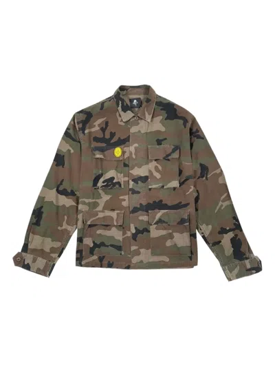 Warren Lotas Camouflage-pattern Multiple-patches Overshirt In Green