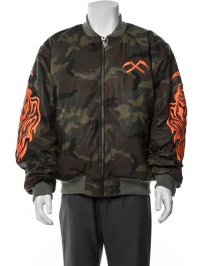 Pre-owned Warren Lotas Camouflage Print Bomber Jacket W/ Tags In Green