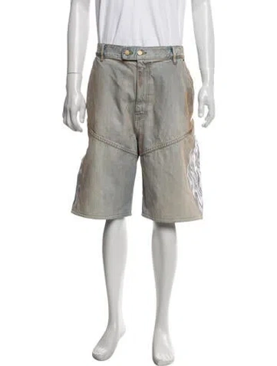 Pre-owned Warren Lotas Graphic Print Denim Shorts In Blue
