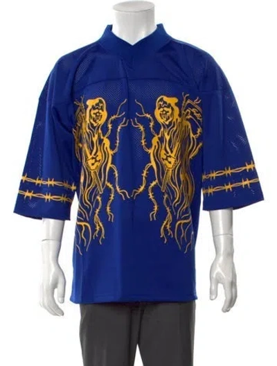 Pre-owned Warren Lotas Graphic Print V-neck T-shirt In Blue