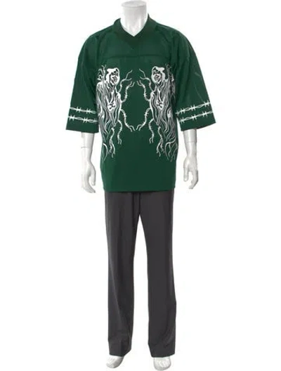 Pre-owned Warren Lotas Graphic Print V-neck T-shirt In Green