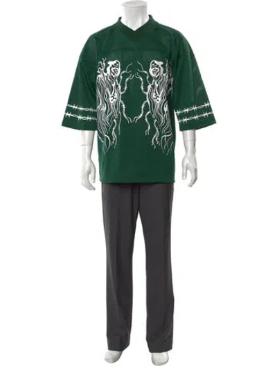Pre-owned Warren Lotas Graphic Print V-neck T-shirt In Green