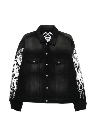 Warren Lotas Graphic-print Denim Jacket In Black