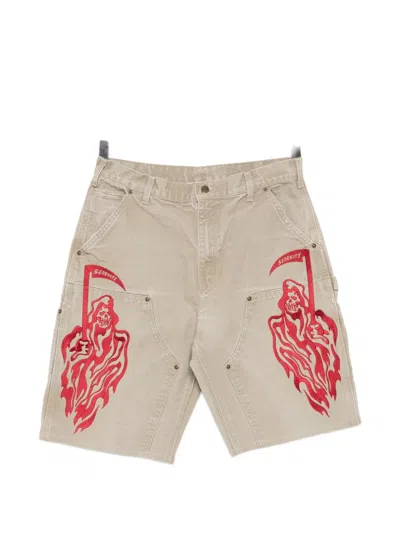 Warren Lotas Graphic-print Panelled Shorts In Neutral