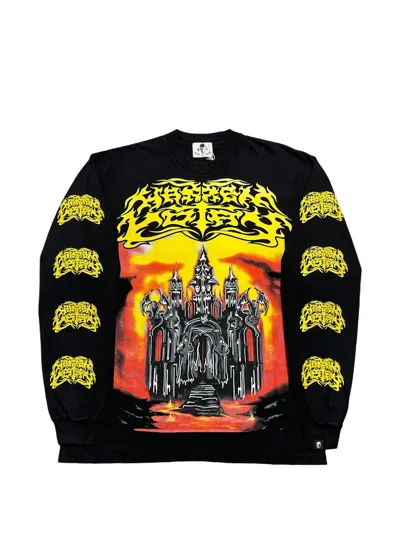 Warren Lotas Hell's Castle Printed Long-sleeve T-shirt In Black