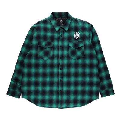 Pre-owned Warren Lotas Reaper With Sword Quilted Lined Flannel 'green' | Men's Size Xl