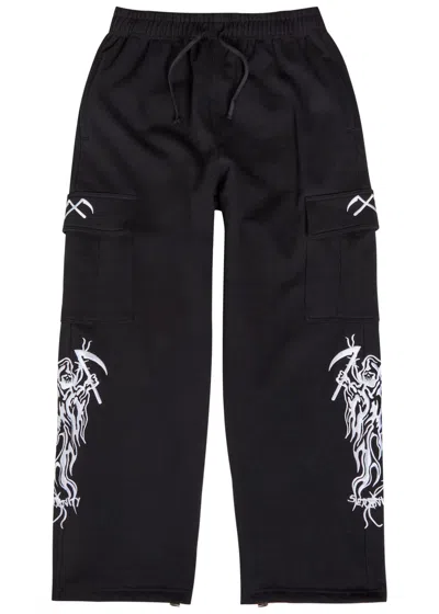 Warren Lotas Serenity Embroidery Cargo Cotton Sweatpants In Multi