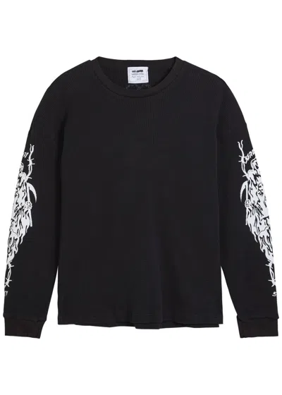 Warren Lotas Serenity Totem Long Sleeve Waffle Top In Black