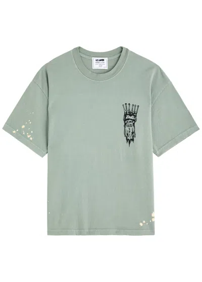 Warren Lotus Dark Feast Printed Cotton T-shirt In Grey