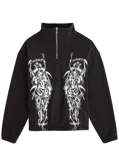 Warren Lotus Serenity Reaper Embroidered Fleece Jacket In Black