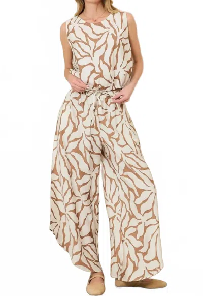 Wasabi + Mint Francesca Frond Print Set In Taupe In Neutral