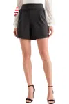 Wasabi + Mint Front Pleat Flare Shorts In Black In Black
