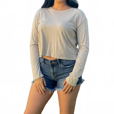 Wasabi + Mint Knot Backing Down Top In Dusty Sage In Blue