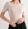 Wasabi + Mint Leah Scrunched Low Back Short Sleeve Bodysuit In Taupe In Brown