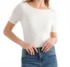 Wasabi + Mint Leah Scrunched Low Back Short Sleeve Bodysuit In White In White