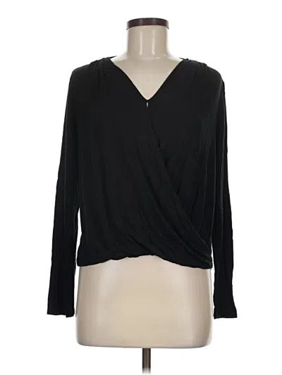 Pre-owned Wasabi + Mint Long Sleeve Top Black Plunge Neckline Tops
