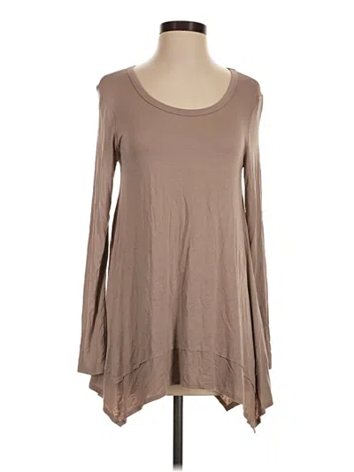 Pre-owned Wasabi + Mint Long Sleeve Top Brown Scoop Neck Tops