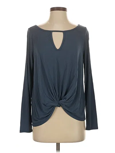 Pre-owned Wasabi + Mint Long Sleeve Top Gray Keyhole Neckline Tops
