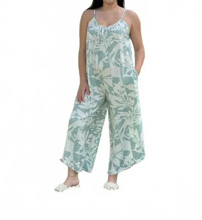 Wasabi + Mint Seeing The Sights Jumpsuit In Sage Ivory In Blue