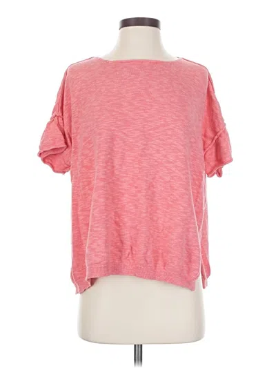 Pre-owned Wasabi + Mint Short Sleeve Top Pink Cold Shoulder Neckline Tops