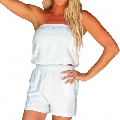 Wasabi + Mint The Savannah Pinstripe Short Set In Blue In White