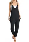 Wasabi + Mint Virgie Linen Jumpsuit In Black In Black
