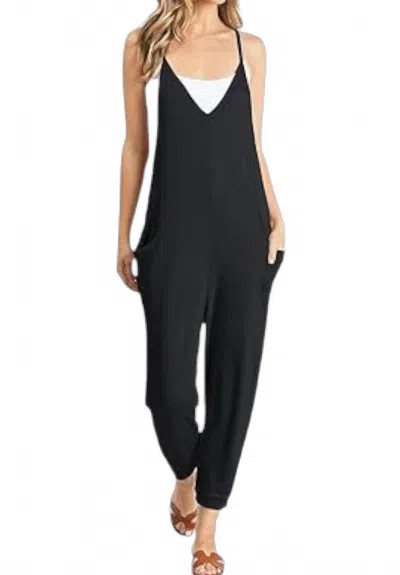 Wasabi + Mint Virgie Linen Jumpsuit In Black