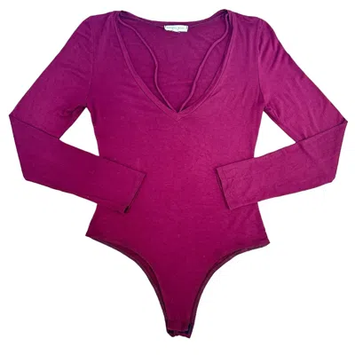 Wasabi + Mint Women's Long Sleeve Bodysuit In Plum In Purple