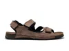 Wasak Men's Heath Leather Velcro Sandals In Brown In Brown