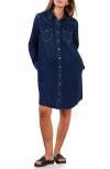 Wash Lab Denim Amanda Long Sleeve Denim Shirtdress In Blue