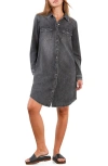Wash Lab Denim Amanda Long Sleeve Denim Shirtdress In Gray