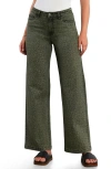 Wash Lab Denim Animal Print Straight Leg Jeans In Green